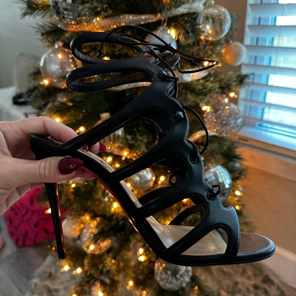 Christian Louboutin black strappy heels